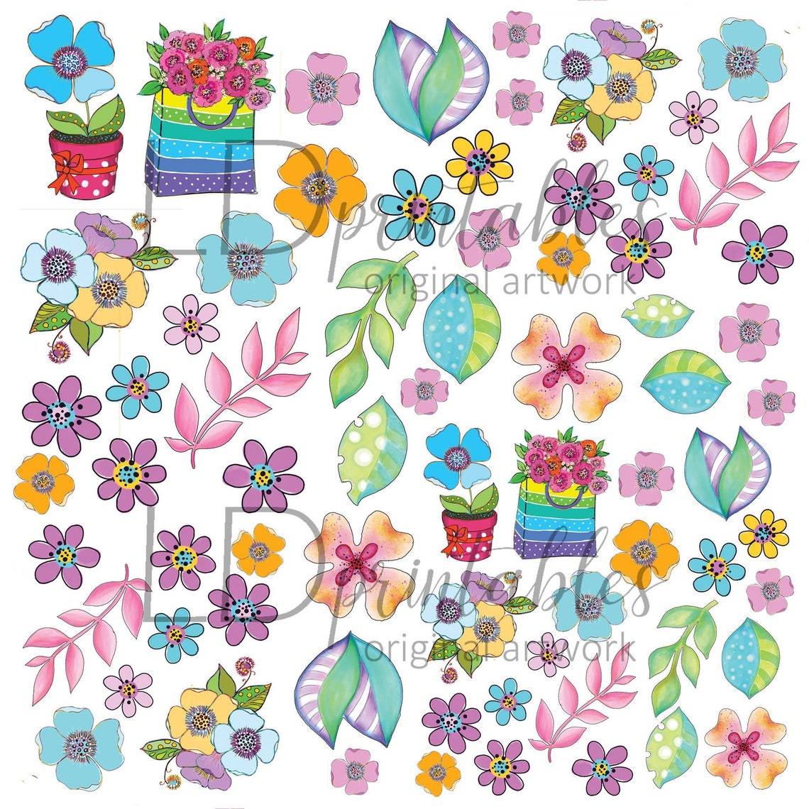 Spring Printable Paper Pack Embellishments Scrapbook Craft Supply ...