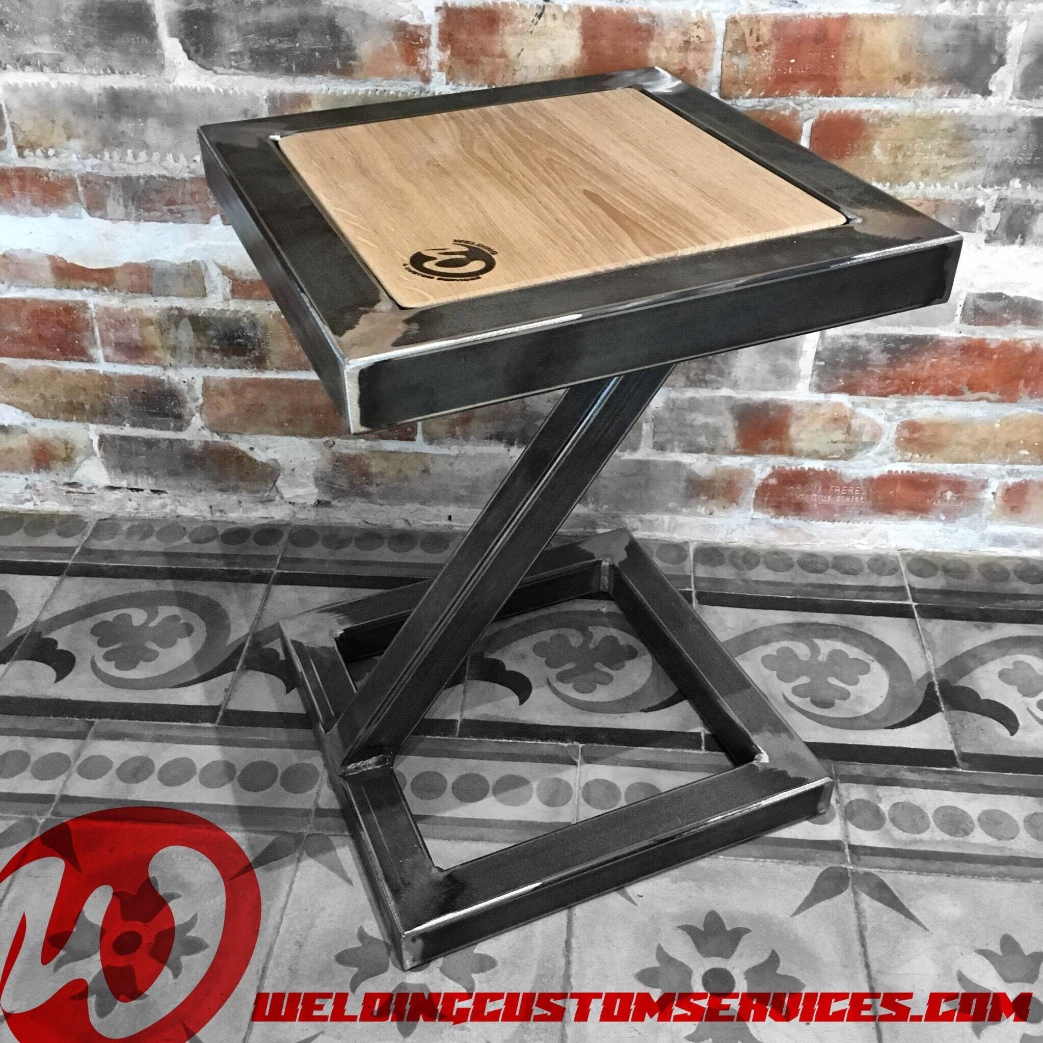 Tabouret de Table, Design, Acier et Bois, Industriel, Réalisation sur Mesure, Chaise, Meuble Bar, Pu