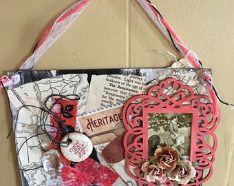 Mixed media vintage art, one of a kind