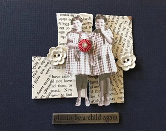 Mixed media vintage picture, sisters