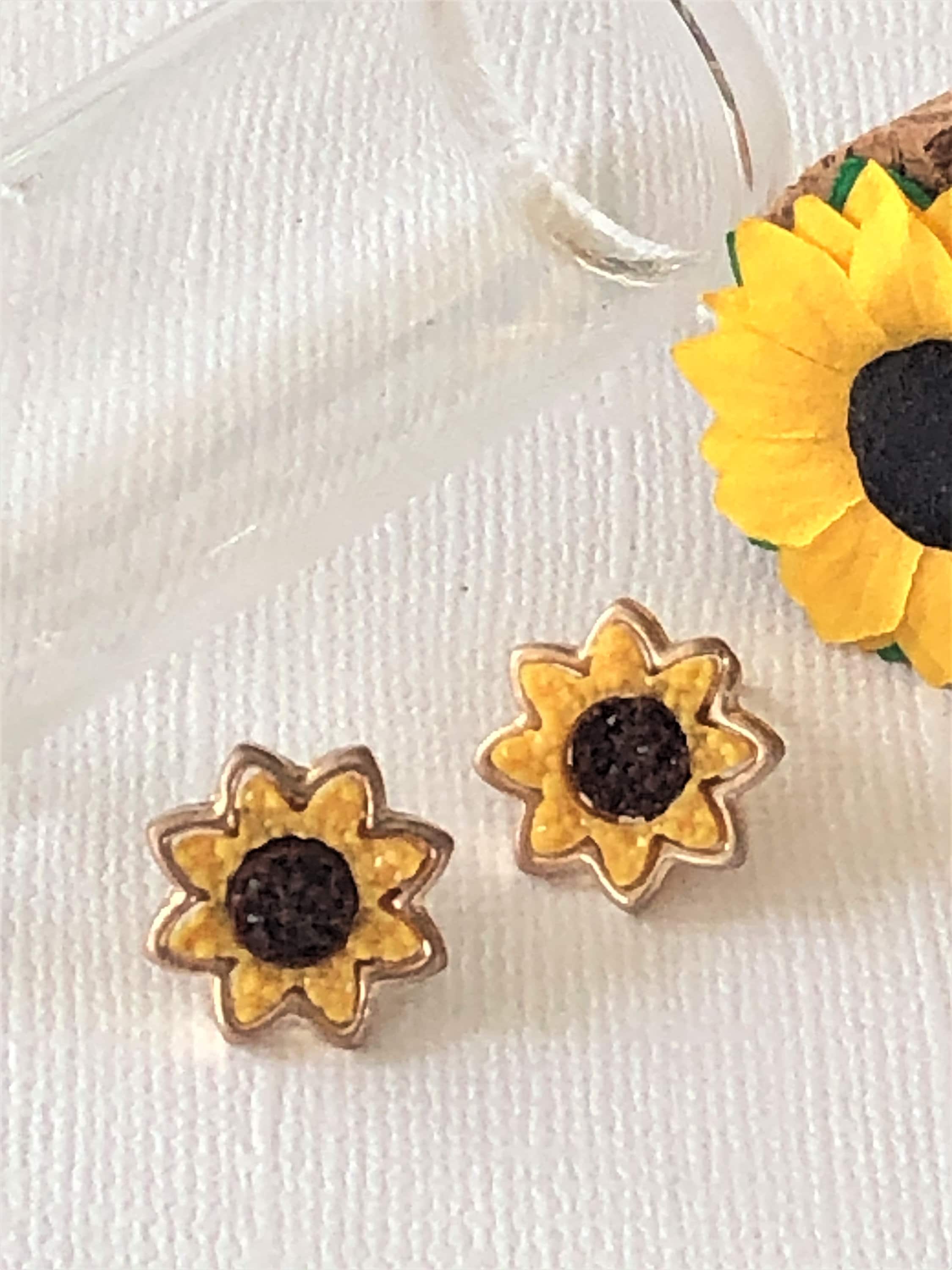 Dainty Sunflower Earrings Stud Earrings Sunflower Jewelry Etsy