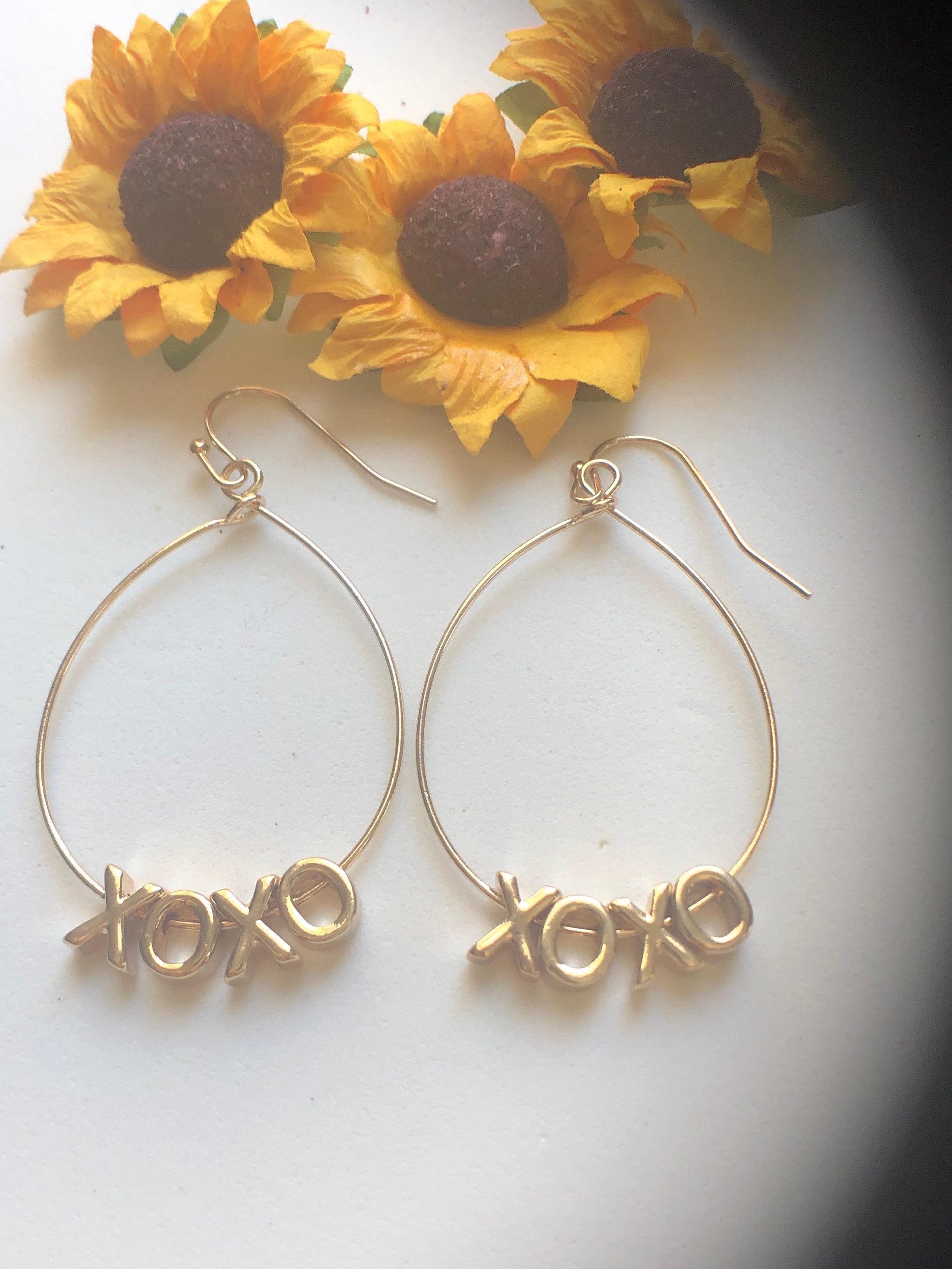 XOXO Earrings XOXO Letters Gold Plated Hoop Earrings Etsy