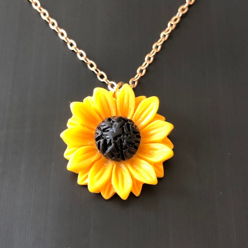 Sunflower Necklace You Are My Sunshine Necklace Sunflower Etsy
