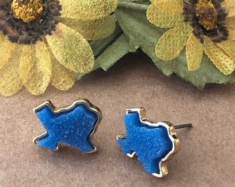 Texas State Earrings, Texas State Druzy Earrings, Texas Blue Druzy Earrings, Texas Gifts,  TX State Earrings, State Earrings, Druzy Earrings