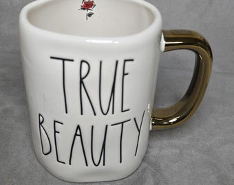 Rae Dunn "TRUE BEAUTY" Dwustronny kubek do kawy