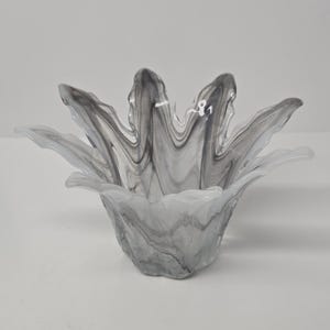 Vintage Art Glass Vase Lavorazione Arte Murano Made in Italy Gray and White Swirl Glass