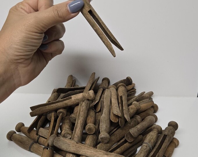Vintage Wood Clothes Pegs, Weathered Wooden Clothes Pin for Laundry ...