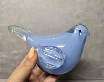 Pájaro de vidrio soplado de Interpur Art azul vintage