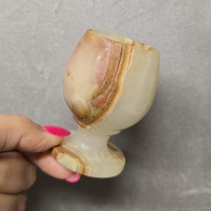 Vintage MCM Alabaster Stone Goblet Glass