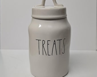 Rae Dunn White TREATS Jar Canister - 7" Tall