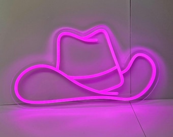 Western Cowgirl Cowboy Hot Pink Magenta Hat USB Led Neon Light Signal