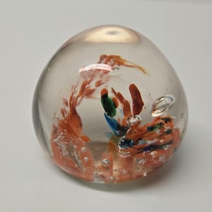 Vintage Glass Paperweight Sea Design