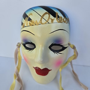 Vintage Ceramic Face Mask Wall Decor - Mardi Gras - New Orleans