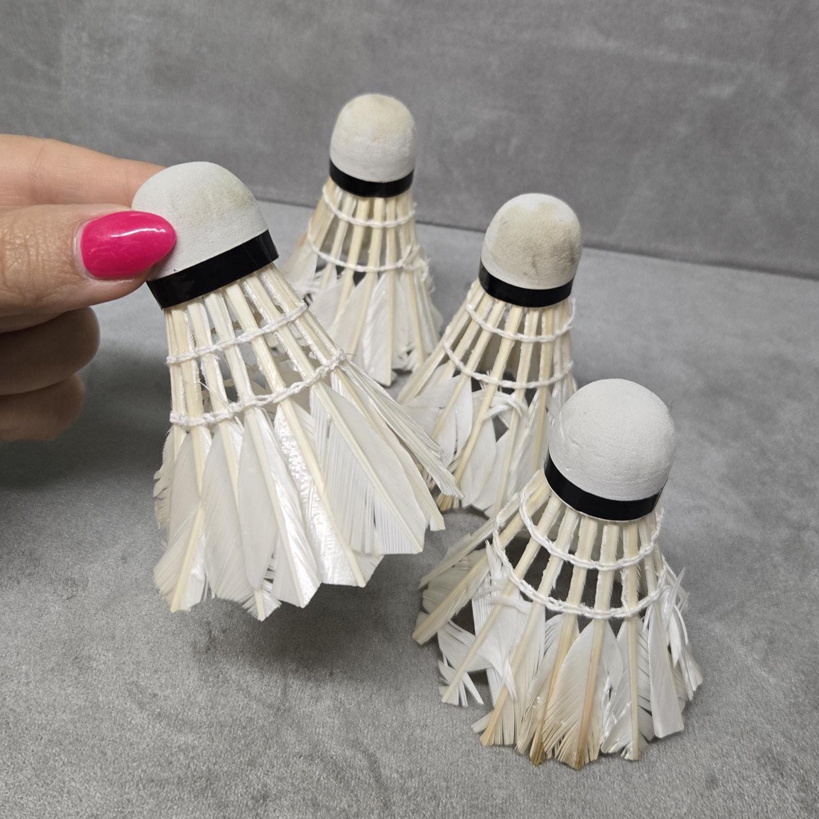 Lot of 4 Vintage Feathered Shuttlecock, Badminton Birdie Real Feathers Badminton