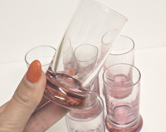 Set of 6 Vintage Tone Pink Flash Shot Glasses
