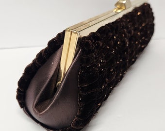 Velvet Brown Chocolate Evening Clutch