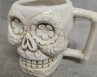 Ceramic Skull Mug – Day of the Dead Sugar Skull Coffee Cup 3D Mug