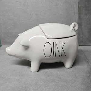 Rae Dunn OINK weißes Schwein Keksdose Keramik Kanister Bauernhaus Stil Küche Dekor