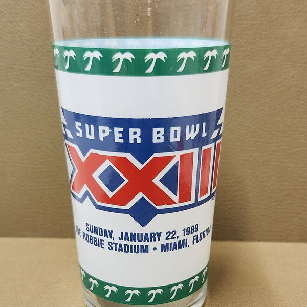 1989 Vintage Super Bowl XXIII 23 Glass Joe Robbie Stadium Miami FL Collectable