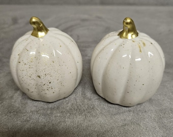 Salero y pimentero de cerámica – Decoración de calabaza