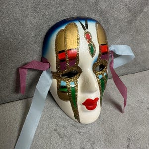 Vintage Ceramic Face Mask Wall Decor - Mardi Gras - New Orleans