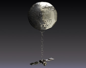 Homebound - Moon and satellite in Sterling silver pendant necklace