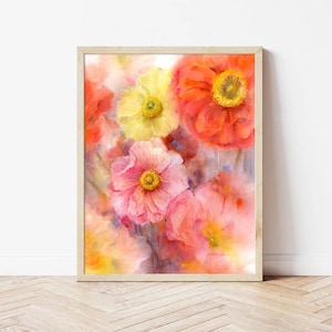 Poppies Flowers Watercolor Fine Art Print, Flowers Wall Art From Original Poppies Painting, Colorful Art Print, Botanical Wall Decor