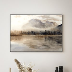 Canvas Wall Art Landscape Watercolor Painting Art Print From Original Painting To Neutral Fine Art Print, Earthy Tones Large Print