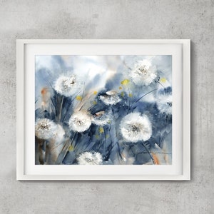 Wall Art Dandelion Watercolor Painting Fine Art Print Form Original Painting To Botanical Canvas Print, Abstract Flowers Neutral  Wall Art