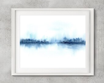 Fine Art Print Abstract Wall Art : From Original Minimalist Landscape Watercolor Painting