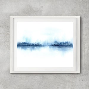 Wall Art Abstract Watercolor Painting Art Print Form Landscape Painting To Blue Art Print For Minimal Wall Decor, Coastal Decor