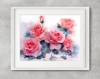ファインアートプリント バラの花 ウォールアート：オリジナルの植物