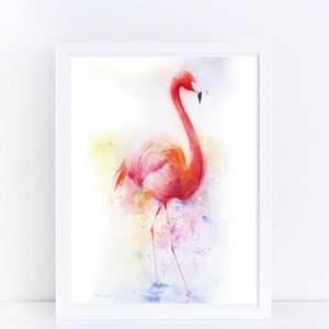 Flamingo Watercolor Painting Fine Art Print, Bird Wall Art, Kids Room Decor, Nursery Print, Flamingo Art Print, Home Wall Decor