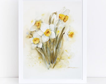 Watercolor Daffodil Giclée Print: Botanical Fine Art