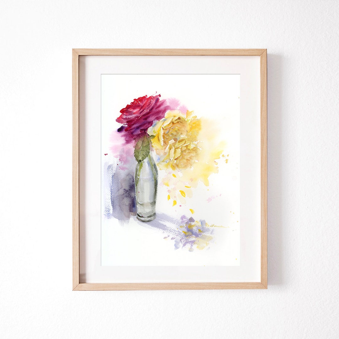 Pink Rose Watercolor Painting Fine Art Print From Original Flower ...
