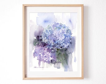 Fine Art Print Hydrangea Wall Art: From Original Floral Watercolor Painting
