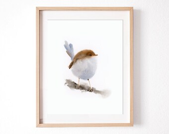 Lámina de arte de pájaros para pared, a partir de una pintura original en acuarela.