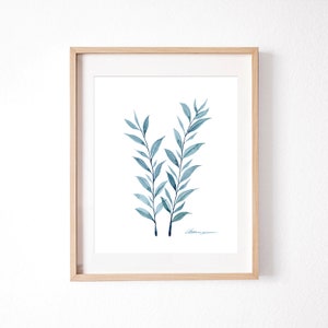 Wall Art Leaves Painting Fine Art Print, Plants Watercolor Painting, Greenery Wall Art, Giclée Print, Minimalist Art Print