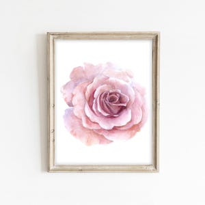 Stampa artistica di un dipinto ad acquerello di una rosa, da un dipinto floreale originale, arte botanica su tela per la decorazione del soggiorno.