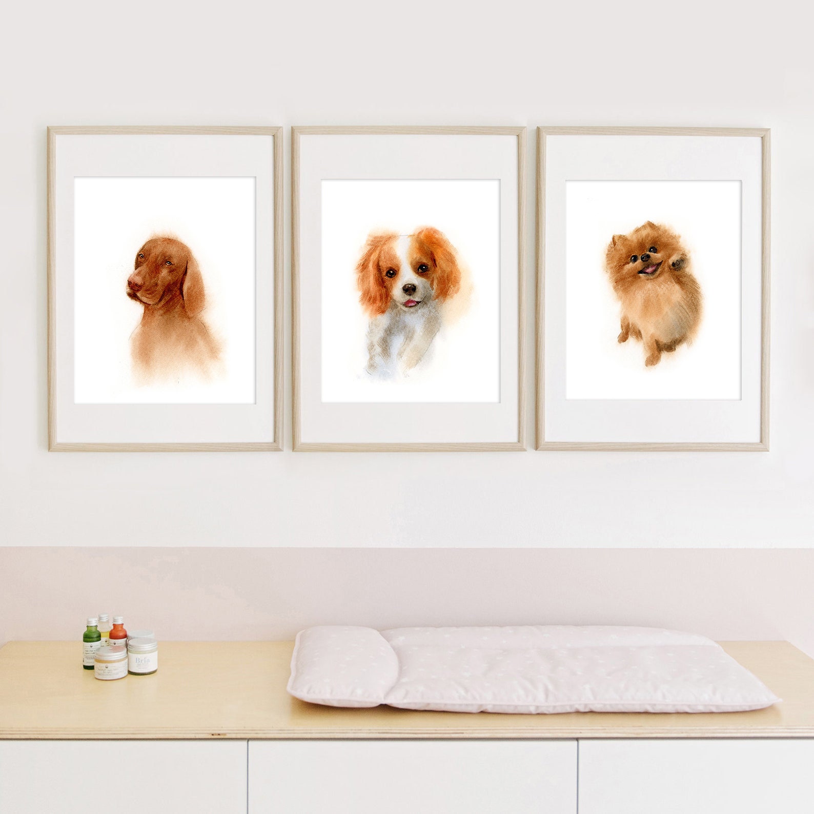 Set of 3 Gallery Wall Art Dogs Watercolor Painting Art Print Etsy