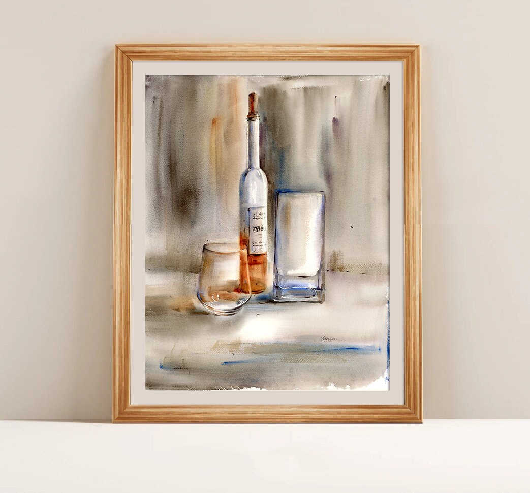 Still Life Watercolor Painting Fine Art Print From Original Painting, Kitchen Wall Art, Dining Room Decor