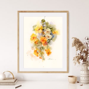 Fine Art Print Abstract Flowers Form Original Floral Watercolor Painting, Botanical Wall Art