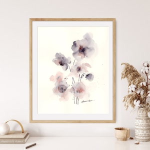 Abstract Floral Watercolor Art Print: Botanical Boho Wall Decor