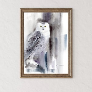 Fine Art Print Snowy Owl From Original Watercolor Painting, Bird Wall Art