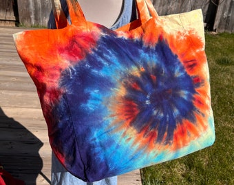 Tie Dye Tote Bag - Rainbow Tye Dye - Reusable Canvas Grocery Bag