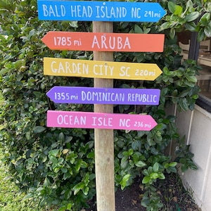 Creative Destinations directional arrow signs. Personalized custom hand made signs.