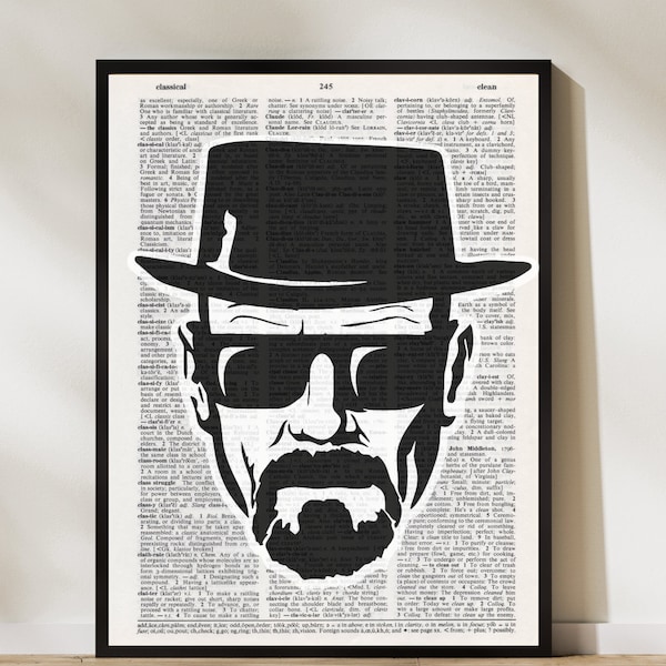 Heisenberg, Breaking Bad, Dictionary Art Print, Picture, Upcycled Gift, Home Decor Hanging