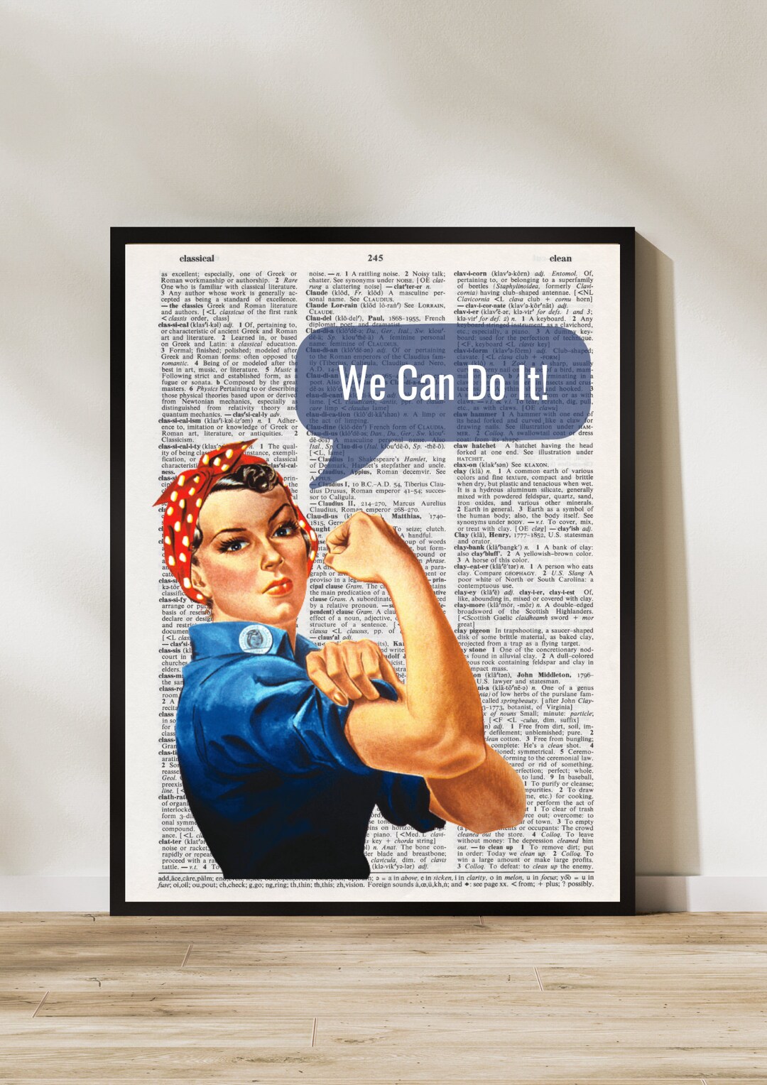 Rosie the Riveter, Dictionary Art Print, Picture, Upcycled Gift, Home