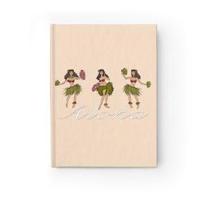 HULA BABES journal tropical printed ruled line hard cover notebook
