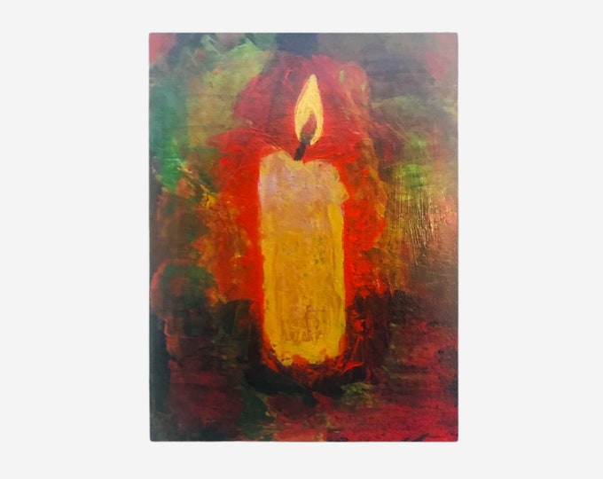 Wall Art Canvas Painting: Candle in the Storm (9"×12")
